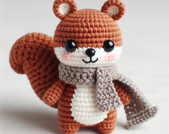 Tiny Squirrel Crochet Pattern , Amigurumi Mini Forest Animal Crochet PDF Ebook , Beginners Small Crochet Kids Toy Pattern
