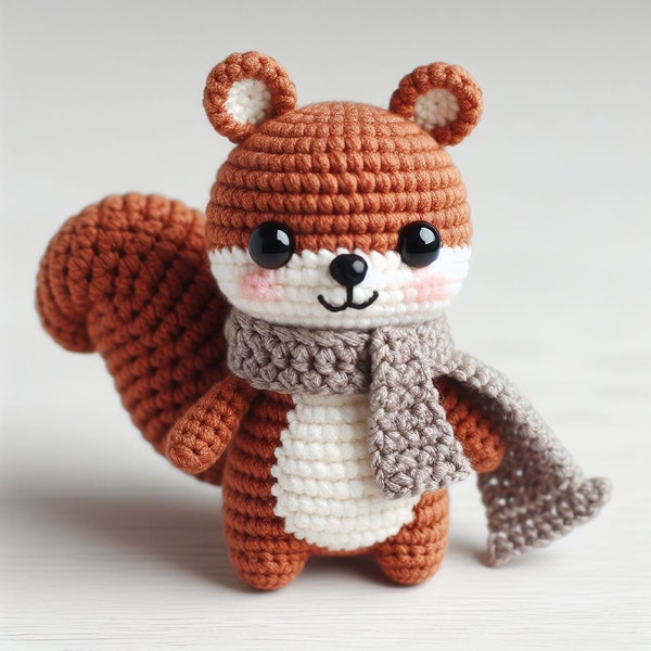 Tiny Squirrel Crochet Pattern , Amigurumi Mini Forest Animal Crochet PDF Ebook , Beginners Small Crochet Kids Toy Pattern