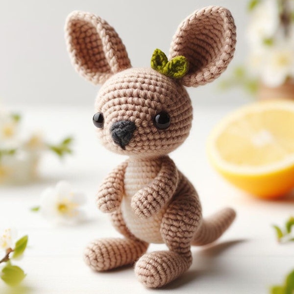 Patrón de ganchillo canguro, Amigurumi Pequeño Animal Austaliano Crochet PDF Ebook, Patrón de juguete para niños Roo Crochet