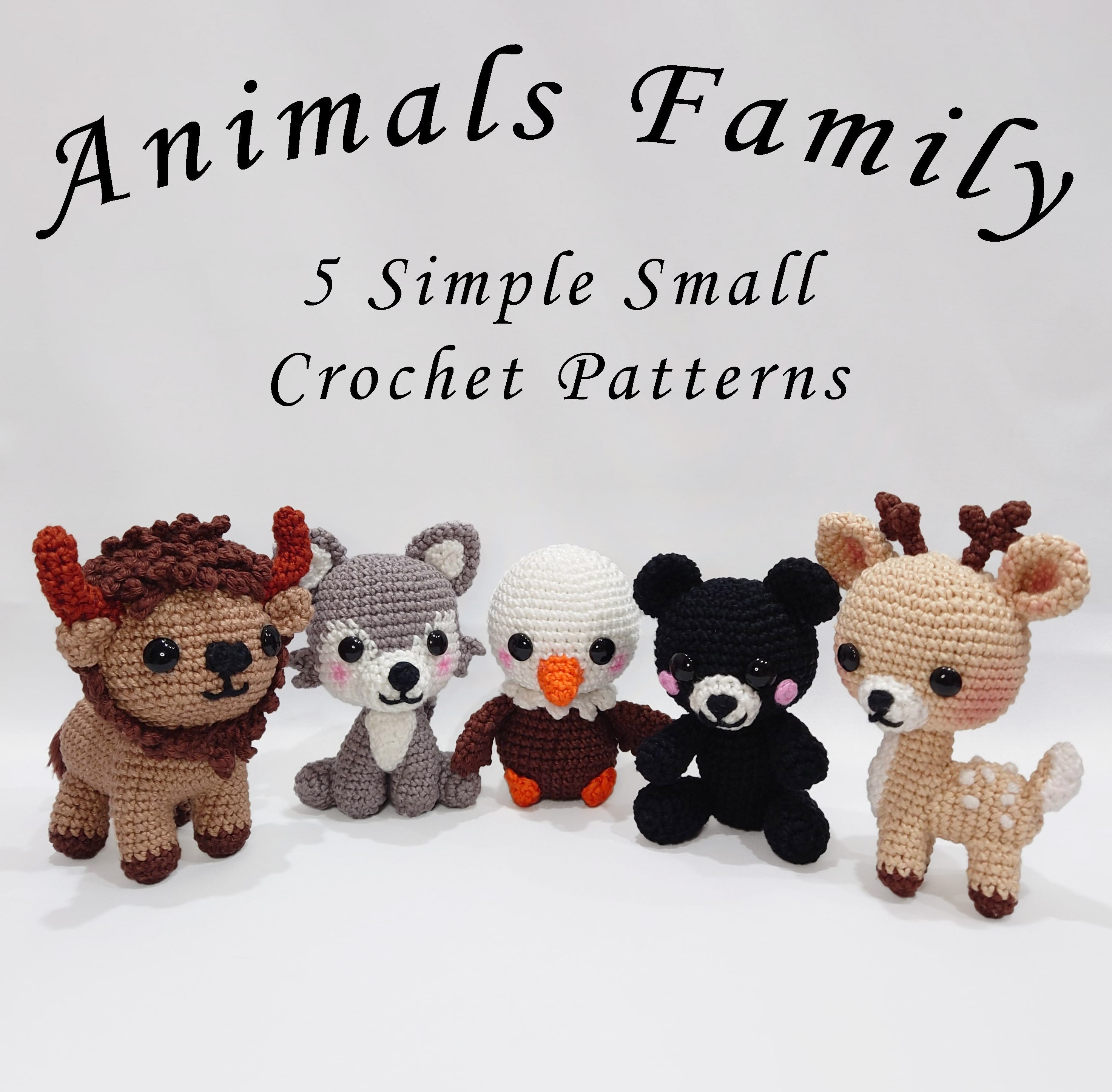 39 Deer Crochet Patterns for Woodland, Holiday, and Amigurumi Projects 6 Small Animals Crochet Pattern Set