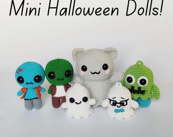 Mini Halloween Ghosts Crochet Pattern , Amigurumi Small Zombie Monster Crochet PDF, Beginners Witchy Gothic Crochet Kids Plush Toy Pattern