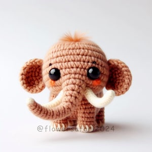 Mammoth Crochet Pattern PDF, Amigurumi Elephant Jungle Animal Crochet Ebook , Beginners Small Crochet Mammoth Ice Age Kids Toy Pattern