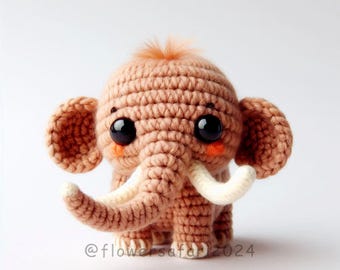 Mammoth Crochet Pattern PDF, Amigurumi Elephant Jungle Animal Crochet Ebook , Beginners Small Crochet Mammoth Ice Age Kids Toy Pattern