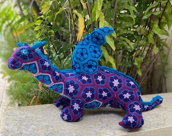 Modèle de Crochet de Dragon de fleur africaine, Amigurumi deux tête Dragon Crochet PDF Ebook, tutoriel de poupée fantastique, modèle de jouet pour enfants au Crochet