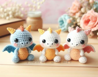 Small Blue Dragon Crochet Pattern, 4.5 inches Simple Beginners Mini Fantasy Amigurumi , Crochet Easy Animal Kids Nursery Toy Pattern