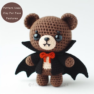Schema all'uncinetto per orsetto vampiro, orsacchiotto amigurumi di Halloween (PDF Ebook)