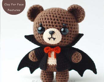 Vampire Bear Crochet Pattern, Amigurumi Halloween Teddy (PDF Ebook)