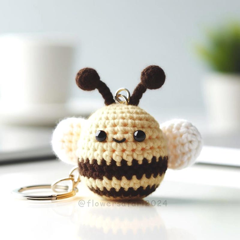 Crochet Bee Keychain Etsy