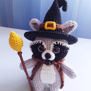 Magical Raccoon Crochet Pattern , Amigurumi Mini Animal Crochet PDF Ebook , Crochet Wizard Pattern image 3