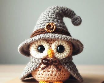 Owl Wizard Crochet Pattern , Amigurumi Mini Magical Animal Crochet PDF Ebook , Crochet Sorcerer Owl Pattern