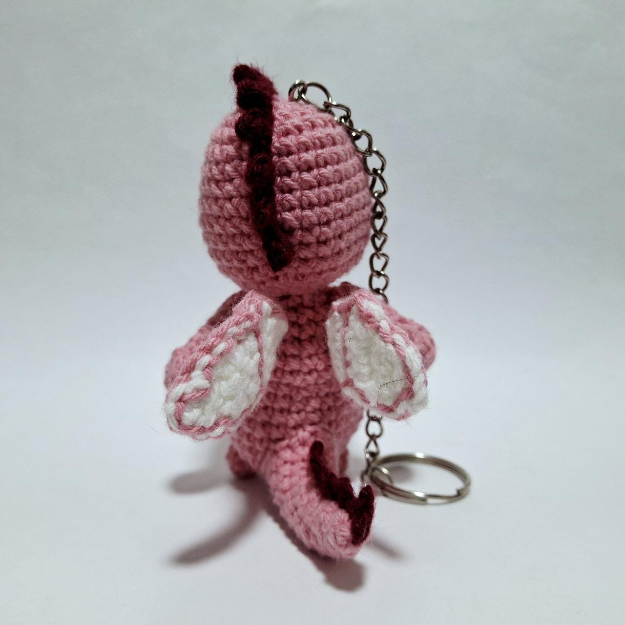 4インチのピンクドラゴンキーホルダーかぎ針編みPDFパターン、シンプル