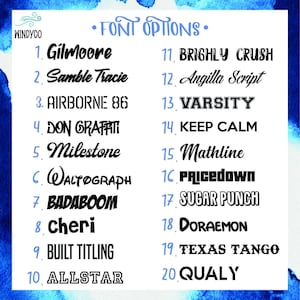 a list of various font options, including different styles and names, presented in a visually appealing manner.