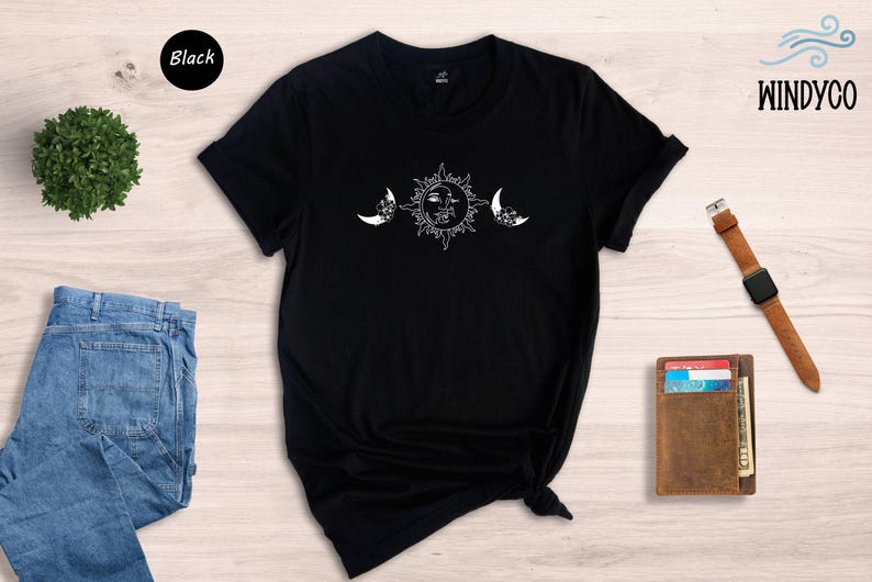 Celestial Sun Moon Stars Tee: Boho Mystic Shirt imagem 7