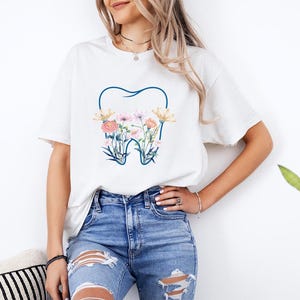 Floral Tooth Shirt, Retro Dentist Shirt, Dental Student Gift Dental Hygienist, Dental Assistant Shirt, Dentist & Dental Hygienist Gift