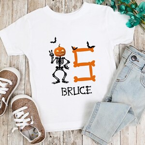 Custom Halloween Birthday Shirt, Skeleton Halloween Birthday T-shirt, Spooky Kids Birthday, Skeleton Bday Party Tee, Halloween Birthday Boy