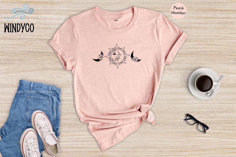 Celestial Sun Moon Stars Tee: Boho Mystic Shirt imagem 6