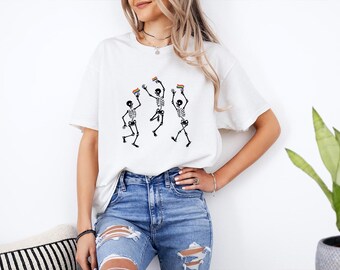 T-shirt « Squelette dansant » pour la fierté LGBT, T-shirt arc-en-ciel pour allié·e LGBT, T-shirt humoristique pour Halloween, Cadeau pour allié·e