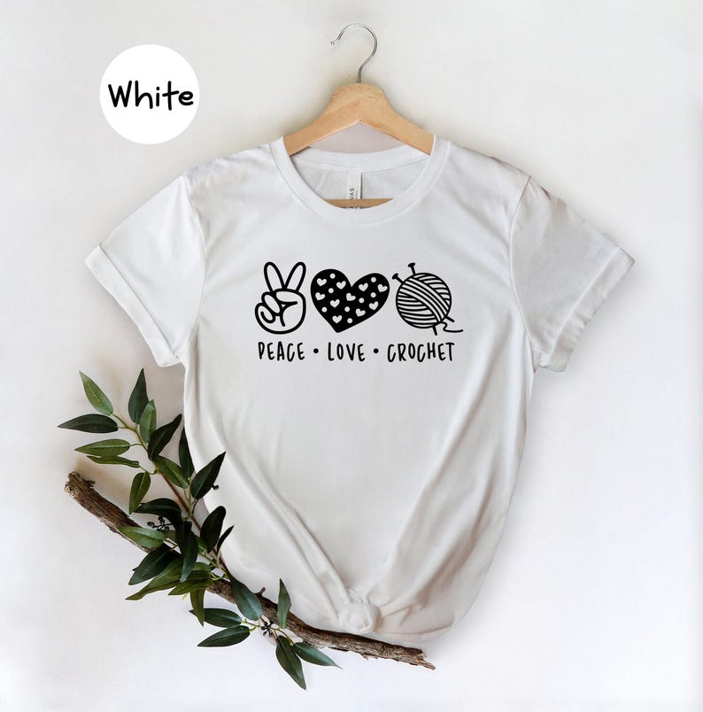 Peace Love Crochet Shirt: Funny Crocheter Tee image 2