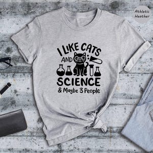 Science Teacher Shirt, Funny Cat Design (Unisex Sizes S-XXL) image 6