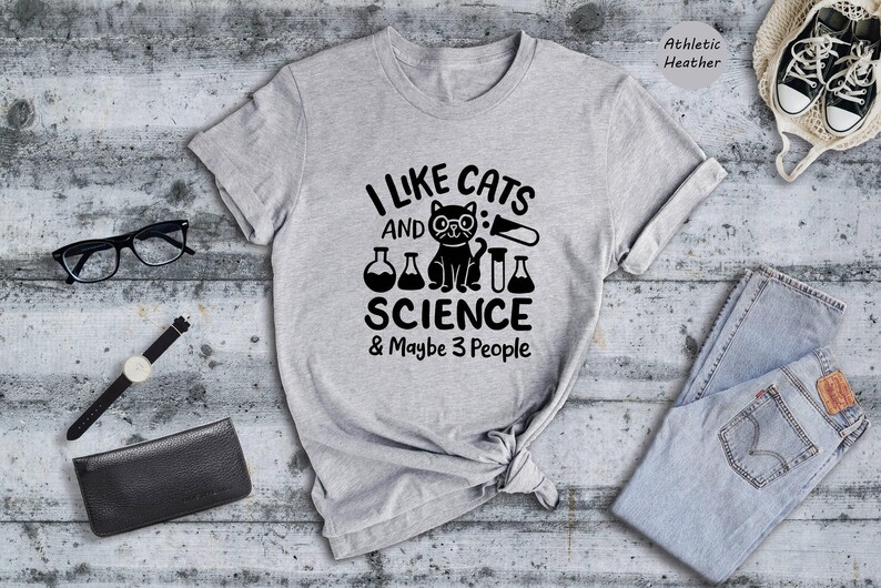 Science Teacher Shirt, Funny Cat Design (Unisex Sizes S-XXL) image 6
