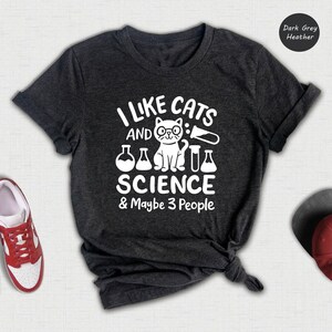 Science Teacher Shirt, Funny Cat Design (Unisex Sizes S-XXL) image 3