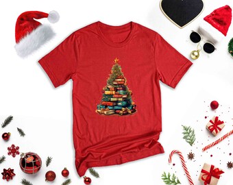 Christmas Book Tree Shirt, Christmas Tree Shirt, Bookworm Shirt, Book Lover Shirt, Christmas Party Shirt, Christmas Gift, Holiday Shirt