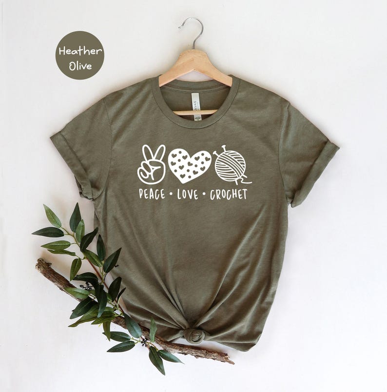 Peace Love Crochet Shirt: Funny Crocheter Tee image 6