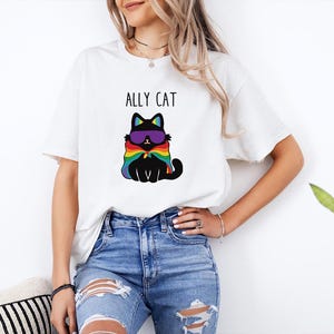 Pride Ally Cat Shirt, Retro Rainbow Colors Cat Ally Shirt, Cat Pride Shirt, Funny Pride Shirt, Lgbtq Shirt, Lgbt Gifts, Love Is Love T-shirt