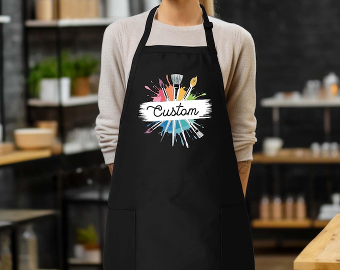 Artist Apron: Custom Name, Spacious Pockets - Comfortable Fit