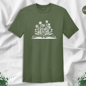 Bookworm Tee, Floral Book Graphic (Unisex Sizes S-XXL) image 3