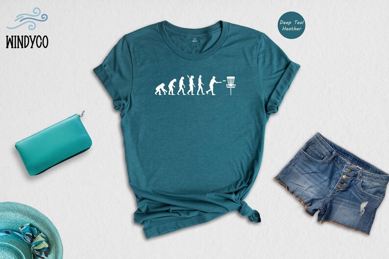 Disc Golf Evolution Shirt, Funny Frisbee Golf Tee, Evolution of Man Graphic T-Shirt, Gift for Disc Golfer, Unisex Soft Cotton Tee image 4