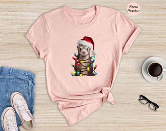 Funny Ferret Christmas Shirt, Santa Ferret with Lights Tee, Cute Holiday Animal Gift, Ferret Lover Christmas Tee, Xmas Pet Shirt