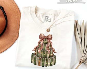Comfort Colors® Christmas Reading Shirt: Book Tree T-Shirt