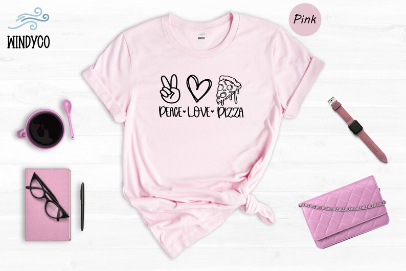 Peace Love Pizza Tee, Foodie Shirt, Casual Style (Unisex S-XXL) image 6