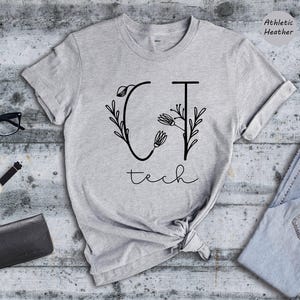 CT Tech Shirt: Radiology Floral Design (Cotton, Multiple Colors)