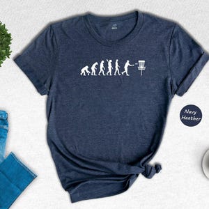 Disc Golf Evolution Shirt, Funny Frisbee Golf Tee, Evolution of Man Graphic T-Shirt, Gift for Disc Golfer, Unisex Soft Cotton Tee image 1
