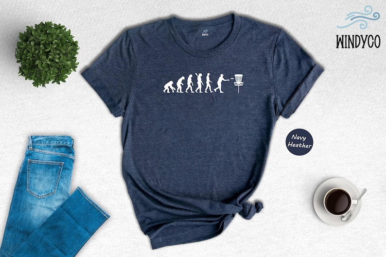 Disc Golf Evolution Shirt, Funny Frisbee Golf Tee, Evolution of Man Graphic T-Shirt, Gift for Disc Golfer, Unisex Soft Cotton Tee image 1