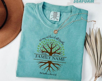 Comfort Colors™ Personalized Family Tree Shirt, Custom Family Name Reunion T-Shirt, Roots Together Gift Tee
