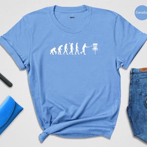 Disc Golf Evolution Shirt, Funny Frisbee Golf Tee, Evolution of Man Graphic T-Shirt, Gift for Disc Golfer, Unisex Soft Cotton Tee image 3