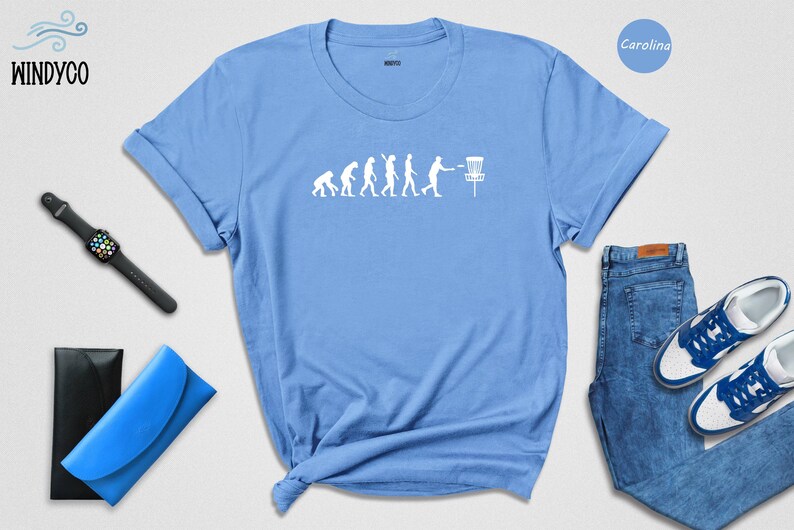 Disc Golf Evolution Shirt, Funny Frisbee Golf Tee, Evolution of Man Graphic T-Shirt, Gift for Disc Golfer, Unisex Soft Cotton Tee image 3