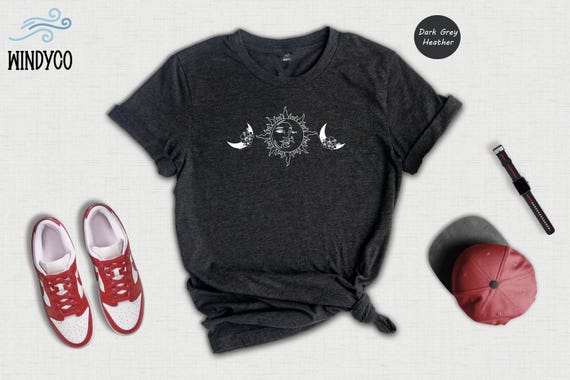 Celestial Sun Moon Stars Tee: Boho Mystic Shirt