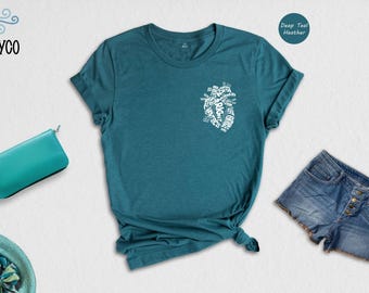 Anatomical Heart Shirt: Nursing and Medical Design - Cotton Blend
