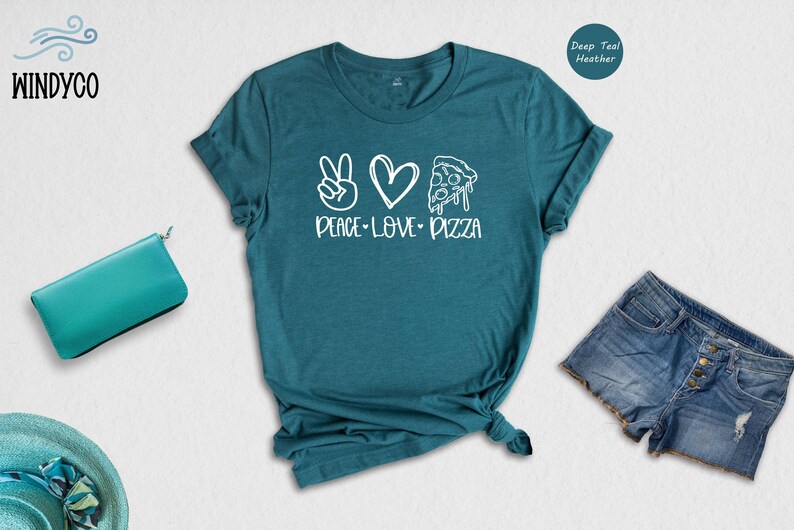 Peace Love Pizza Tee, Foodie Shirt, Casual Style (Unisex S-XXL) image 4