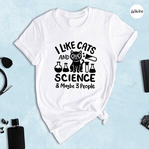 Science Teacher Shirt, Funny Cat Design (Unisex Sizes S-XXL) image 2