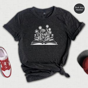 Bookworm Tee, Floral Book Graphic (Unisex Sizes S-XXL) image 4