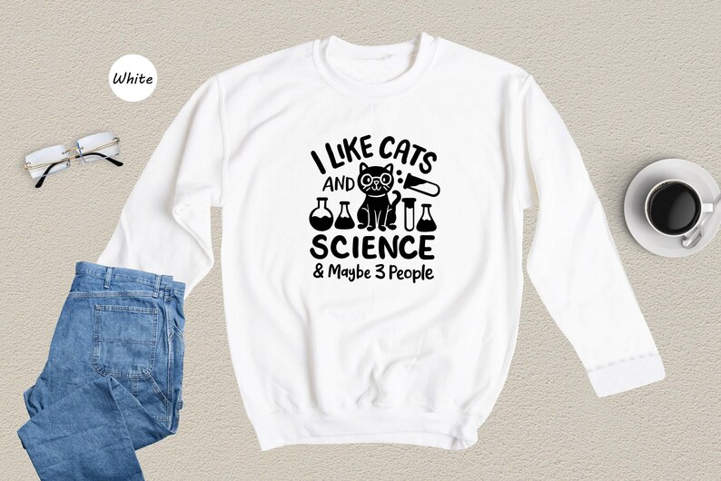 Science Teacher Shirt, Funny Cat Design (Unisex Sizes S-XXL) image 8