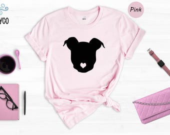Pitbull Mom Shirt: Heart Silhouette, Dog Lover Tee
