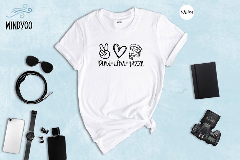 Peace Love Pizza Tee, Foodie Shirt, Casual Style (Unisex S-XXL) image 7
