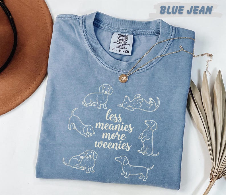 Comfort Colors® Less Meanies More Weenies Shirt, Dachshund Mom Tee, Funny Wiener Dog Lover Gift, Doxie Mama Apparel, Mother's Day Present image 2