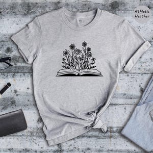 Bookworm Tee, Floral Book Graphic (Unisex Sizes S-XXL) image 7
